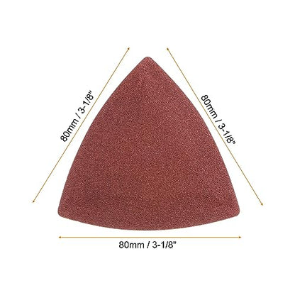 HARFINGTON 100pcs Triangular Hook & Loop Sandpapers 120 Grits 3-1/8" Aluminum Oxide Sanding Pads Random Orbital Mouse Detail Sander Papers Oscillating Multi Tool Sheets - size: 120 Grits