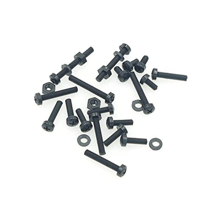 340PCS M2.5 Black Nylon Phillips Pan Head Screws Nuts Washers Kit - size: M2.5