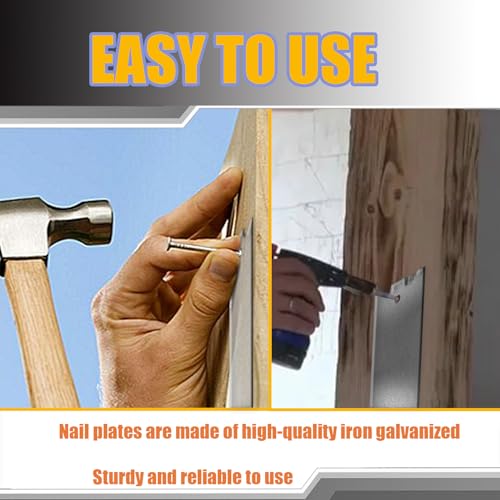 Nail Plates for Wood Studs, 1.5 x 2.5 Inch Sharp Pointed Prongs, Cable Wire Protector Plate, Anti-Nail Protection Plate Shield, Protecting Plumbing and Wiring, Iron Galvanized Material (2.5in-50pcs) - color: 2.5in-50pcs