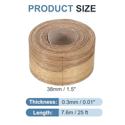 PATIKIL Black Limba Edge Banding, 1-1/2 Inch x 25 ft Wood Veneer Tape Pre-glued Flexible Plywood Edge Banding with Hot Melt Adhesive for Furniture Restoration