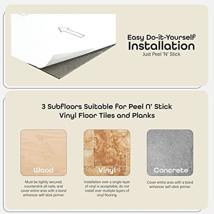Nexus Peel & Stick Vinyl Floor Tiles, 20-Pack, 12 x 12 in, Oak - color: Medium Oak Plank-Look, style: Wood look