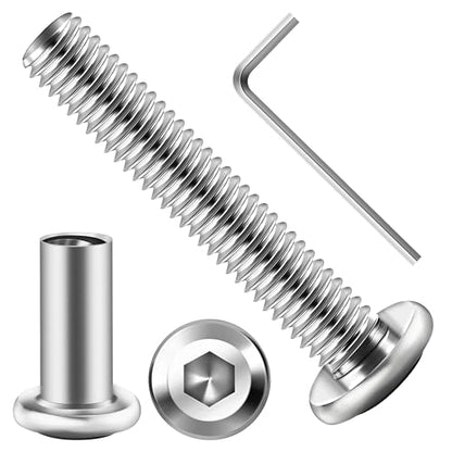 Mywish 10Sets M6 x 35mm Flat Head Hex Socket Cap Screws Bolts and Barrel Nuts Kit, 304 Stainless Steel Furniture Connector Bolts, Metric M6 Countersunk Binding Screws for Crib Cabinet with Hex Spanner - size: M6 x 35mm