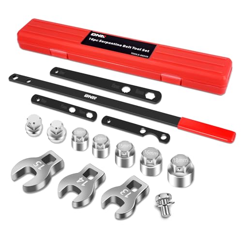 DNA MOTORING 16pc Serpentine Belt Tool Set, Install Remove Serpentine Belts For Spring Loaded, With Case, TOOLS-00539 - style: 16pc Serpentine Belt Set