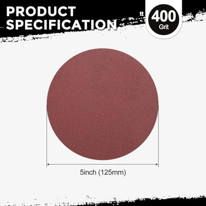 10Pcs Sanding Discs 5Inch 400Grit Hook and Loop Sandpapers Red - size: 5 Inch(400 Grit)