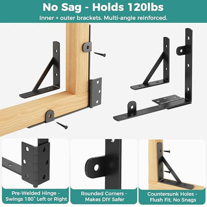 Wooden Gate Hardware Kit, Heavy Duty Anti Sag Outdoor Wood Corner Bracket