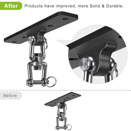 Dolibest Heavy Bag Hanger, Wall Ceiling Mount Hook 360° Rotation Wood Beam Holder Body Weight Strength Training Systems, Wood Beam Holder with Spring and 1 Carabiner, 4Wood Screws for Wooden Sets - color: Heavy Bag Hanger With Spring