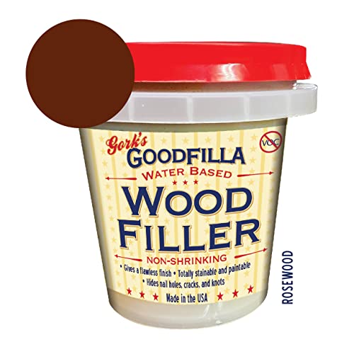Goodfilla Rosewood, 8 oz, Wood and Grain Filler, Stainable, Sandable, Zero Waste, Non-Toxic, USA Made - color: Rosewood, size: 8 oz