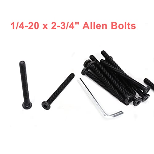 cSeao 12pcs Black 1/4-20 x 1-3/4" Socket Cap Screws Allen Head Bolts with One Hex Key - size: 1/4"-20 x 1-3/4" 12pcs