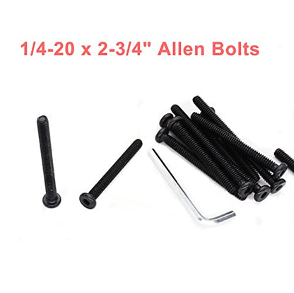 cSeao 12pcs Black 1/4-20 x 1-3/4" Socket Cap Screws Allen Head Bolts with One Hex Key - size: 1/4"-20 x 1-3/4" 12pcs