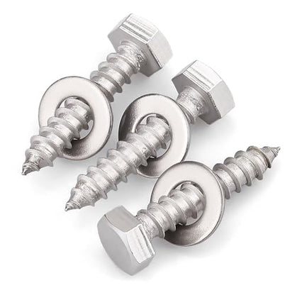 20-Sets 1/4 x 1-1/2" Hex Head Lag Screws & Flat Washers, Heavy Duty Lag Wood Screws, 304 Stainless Steel (18-8), 1/4" Bolt - size: 1/4 x 1-1/2