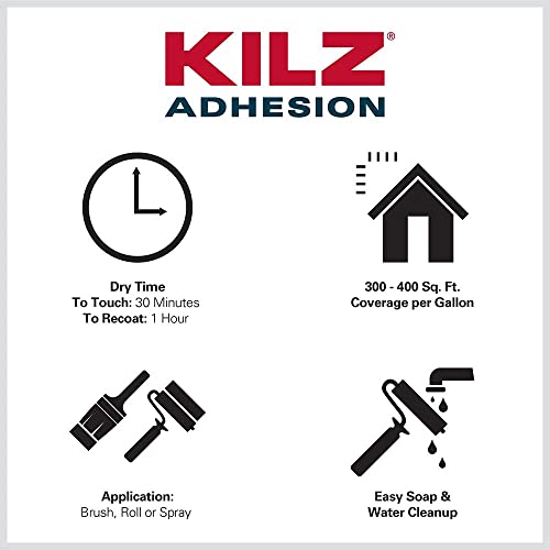 KILZ Adhesion Primer, Interior/Exterior, 1 Gallon - size: 128 Fl Oz (Pack of 1)