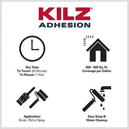 KILZ Adhesion Primer, Interior/Exterior, 1 Gallon - size: 128 Fl Oz (Pack of 1)