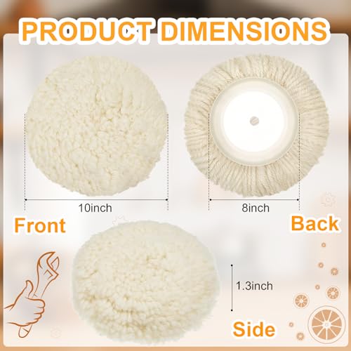 Tallew 6 Pcs Wool Buffing Pads Hook Loop for Drill Polisher, 8 Inch - size: 8 Inch