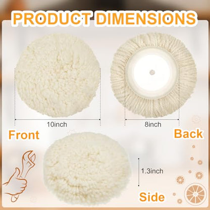 Tallew 6 Pcs Wool Buffing Pads Hook Loop for Drill Polisher, 8 Inch - size: 8 Inch