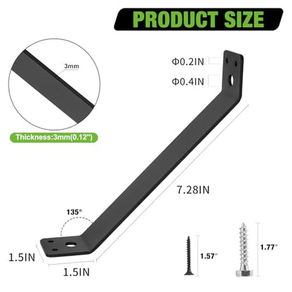 45-Degree Angle Bracket,4pcs 7.28"x1.5" Corner Brace Support - size: 7.28" x 1.5"