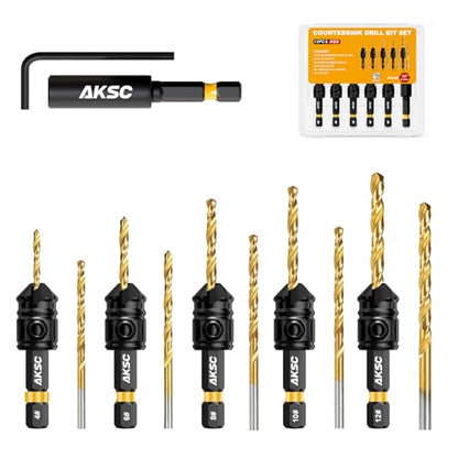 Countersink Drill Bit Set, 12 PCS Tapered Drill Bits Adjustable for Wood - size: 12 PCS
