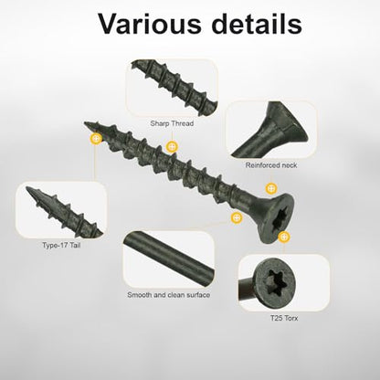 Wood Screws #8 x 1-1/2’’, T25 Star Torx Drive Flat Head Deck Screws, Green, 165Pcs (1lb) - color: Green, size: 8X1-1/2’’