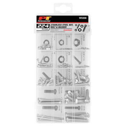 Performance Tool W5358 224-Piece SAE Stainless Steel Assortment Kit - style: 224pc Stainless Steels Kit