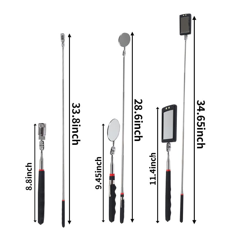 6Pcs Telescoping Magnetic Pickup Tool Set with LED Lights - size: 6