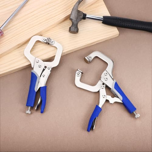 4 Pcs 6 Inch C Clamp Locking Pliers Vise Grip Clamps Heavy Duty Vise Grip Welding Clamp With Swivel Pads for Woodworking, Welding, Building,Home,Metalworking,Auto Repair,Blue - size: 6 Inch,Set of 4,Blue