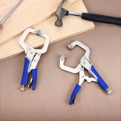 4 Pcs 6 Inch C Clamp Locking Pliers Vise Grip Clamps Heavy Duty Vise Grip Welding Clamp With Swivel Pads for Woodworking, Welding, Building,Home,Metalworking,Auto Repair,Blue - size: 6 Inch,Set of 4,Blue
