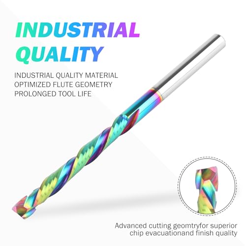 UP&Down Compression Router Bit 1/4" Shank, Extra Long 4" OVL, 2" Cutting Length, Solid Carbide Spiral Router Bits CNC End Mill with TAC Coating for Wood Milling Cutters - size: 1/4" Dia - 2" CL -1/4" Shank, style: COMPRESSION CUT