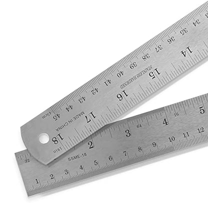 2 Pack - Pacific Arc 18 Inch Stainless Steel Ruler with Inch/Metric Conversion Table - style: 2 Pack | 18 in