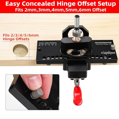 GOINGMAKE Metal Concealed Hinge Jig with Quick Clamp,35mm Cabinet Hinge Jig