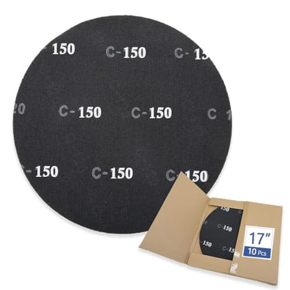HUAALIUCHE 17" Sanding Screen Discs - Mesh Floor Sanding Screen - Black Silicon Carbide - for Wood Floors (10 Pack, 150 Grit) - size: 17 inch, style: #150-10 Pack