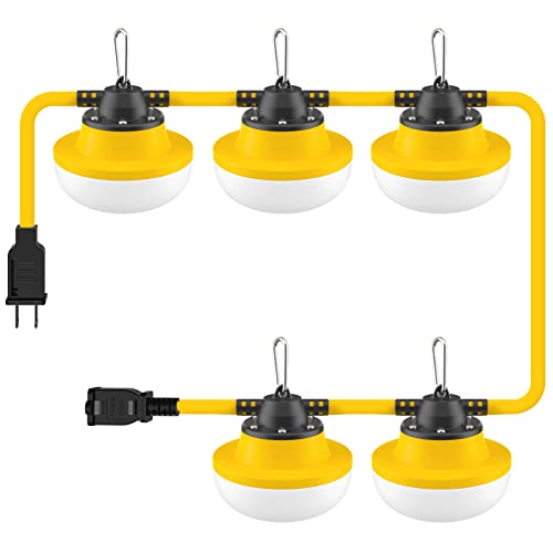 New Upgrade 50FT Construction String Lights LED Industrial Grade - size: New 50FT 2 Prong (Yellow)