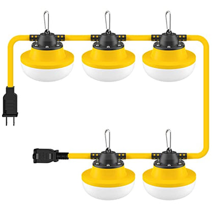 New Upgrade 50FT Construction String Lights LED Industrial Grade - size: New 50FT 2 Prong (Yellow)