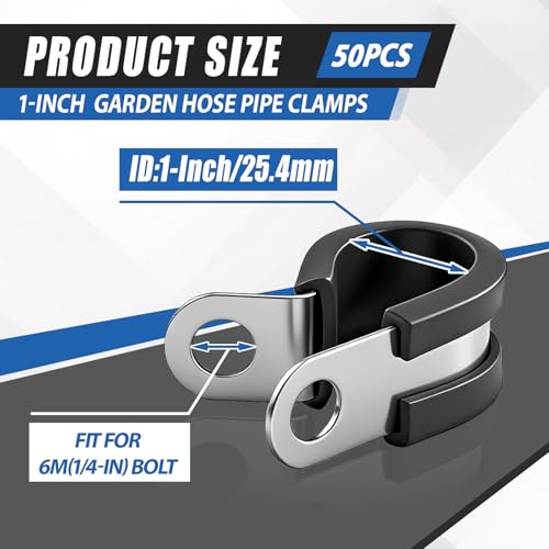 50 Pcs 1 Inch Cable Clamps Stainless Steel Pipe Clamps Holder - size: 1 Inch