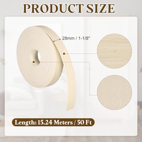 uxcell 1-1/8 Inchx50ft Wood Veneer Edge Banding Pre-Glued Flexible - size: 1-1/8 Inch x 50ft
