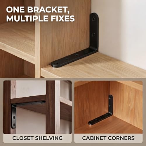 25Pcs Black Angle Brackets 3”x 5” Heavy Duty Corner Bracket 3MM for Wood - size: Black-3x5 Inch