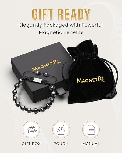 MagnetRX® Hematite Beaded Magnetic Bracelets (Bali 8mm) - color: Bali 8mm Bead