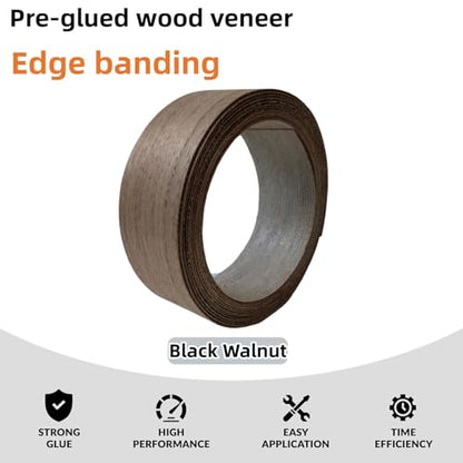 Black Walnut Wood Veneer Edge Banding Roll,1-1/2 inch X 13 ft Iron-On Pre-Glued Edging Tape with Hot Melt Adhesive,Ideal for Plywood, Furniture, Drawers, Shelves Renovation - color: Black Walnut, size: 1-1/2''×13ft