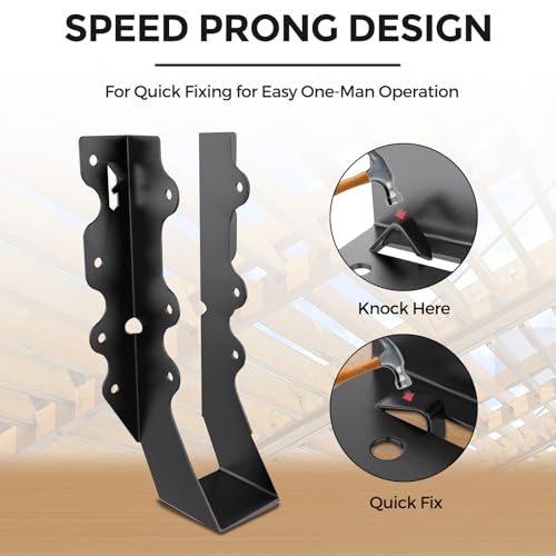 25Pcs Black 2x8 Joist Hangers for Wood,18 Gauge Metal Face Mount Joist Hanger,Lu28 Joist Hangers Powder Coating,Hurricane Ties for Rafter,Rafter Brackets 2x8 for Deck,Floor,Roof Overhang,Ceiling Joist - size: 25 Pcs 2x8 Joist Hanger, style: Black