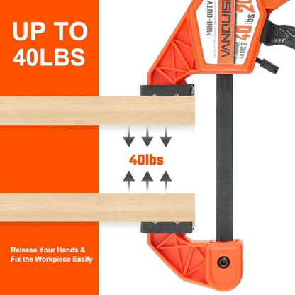 VANQUISH 4'' Mini Bar Clamps for Woodworking 4 Pack, 40LBS Load Limit - size: 4inch 4 Pack