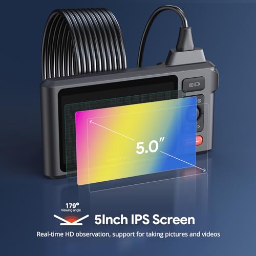 DEPSTECH 50FT Endoscope Camera, Dual Lens 5" IPS Screen Inspection Camera