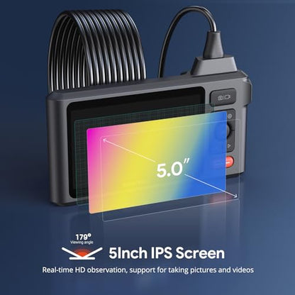 DEPSTECH 50FT Endoscope Camera, Dual Lens 5" IPS Screen Inspection Camera