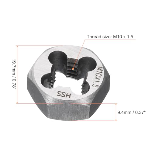 HARFINGTON Hex Threading Die M10x1.5 Metric Thread Rethreading Fixed Die - size: M10 x 1.5