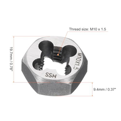 HARFINGTON Hex Threading Die M10x1.5 Metric Thread Rethreading Fixed Die - size: M10 x 1.5