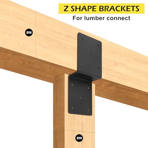 4Pcs Z Brackets,5"x 5" Connector Bracket for Wood Post to Beam Support - size: Z 5''X5''