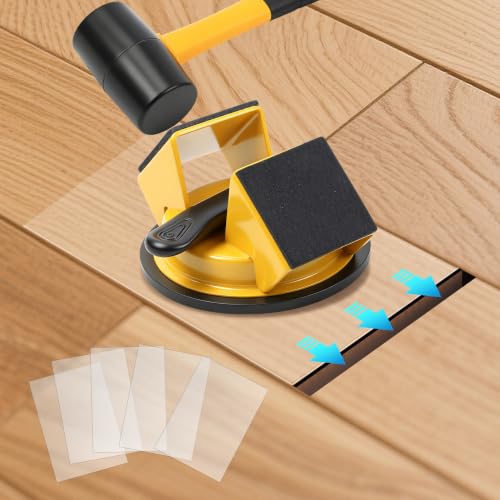 Heavy Duty Floor Gap Fixer Tool with Suction Cup Lifter, Rubber Mallet, and 5 Nano Adhesive Pads, for Laminate, LVP, Vinyl Plank, and Hardwood Flooring Gap Repair