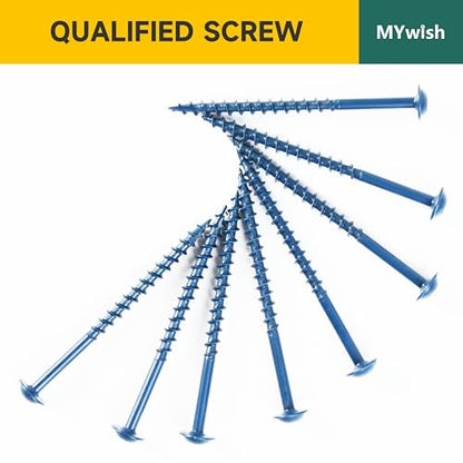 Mywish 600Pcs Pocket Hole Screws 2 Inch, Wood Screws #8 x 2 Washer Head Square Drive Self Tapping Pocket Screws, Blue Coated, with 150MM Pocket Hole Drill Bit - color: Blue-Coated, size: #8 x 2"