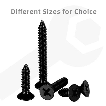 #10 x 2 Wood Screws Flat Head Fast Self Tapping Drywall Screws 18-8 Stainless Steel 304 Black Finish, 50 PCS - size: #10 x 2"