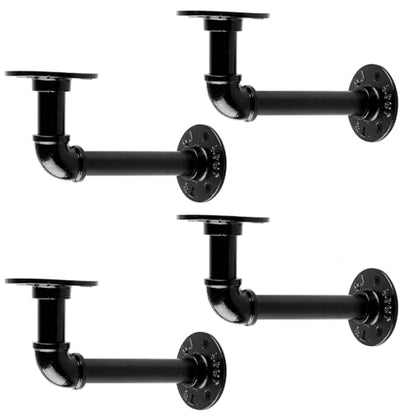 MUZIK 4Pcs 7"×4" L Pipe Shelf Bracket, Heavy Duty Wall Mount, DIY Shelving - size: 7*4 Inch, style: 4 Pack