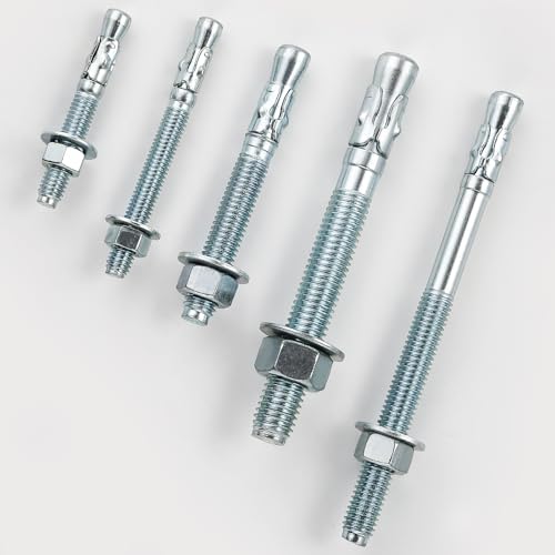 Wensilon 1/4x4" 10Pcs Inch Standard Fasteners for Heavy-Duty Zinc Wedge Anchors for Cement and Concrete - size: 1/4x4"