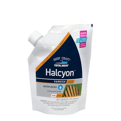 TotalBoat Halcyon Water-Based Marine Varnish for Wood - Clear Gloss Pint - color: Gloss, size: Pint