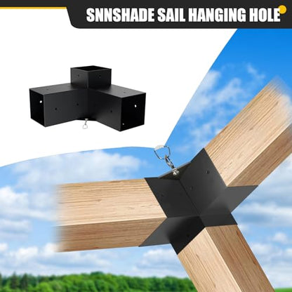 4x4 Woodworks Pergola Brackets Kit, 3-Way Corner Extension, Black Powder Coated, Metal Brackets for Wood Beams, Fence, Carport (Actual: 3.5"x3.5") - size: 8PCS 3-Way 4*4 SET